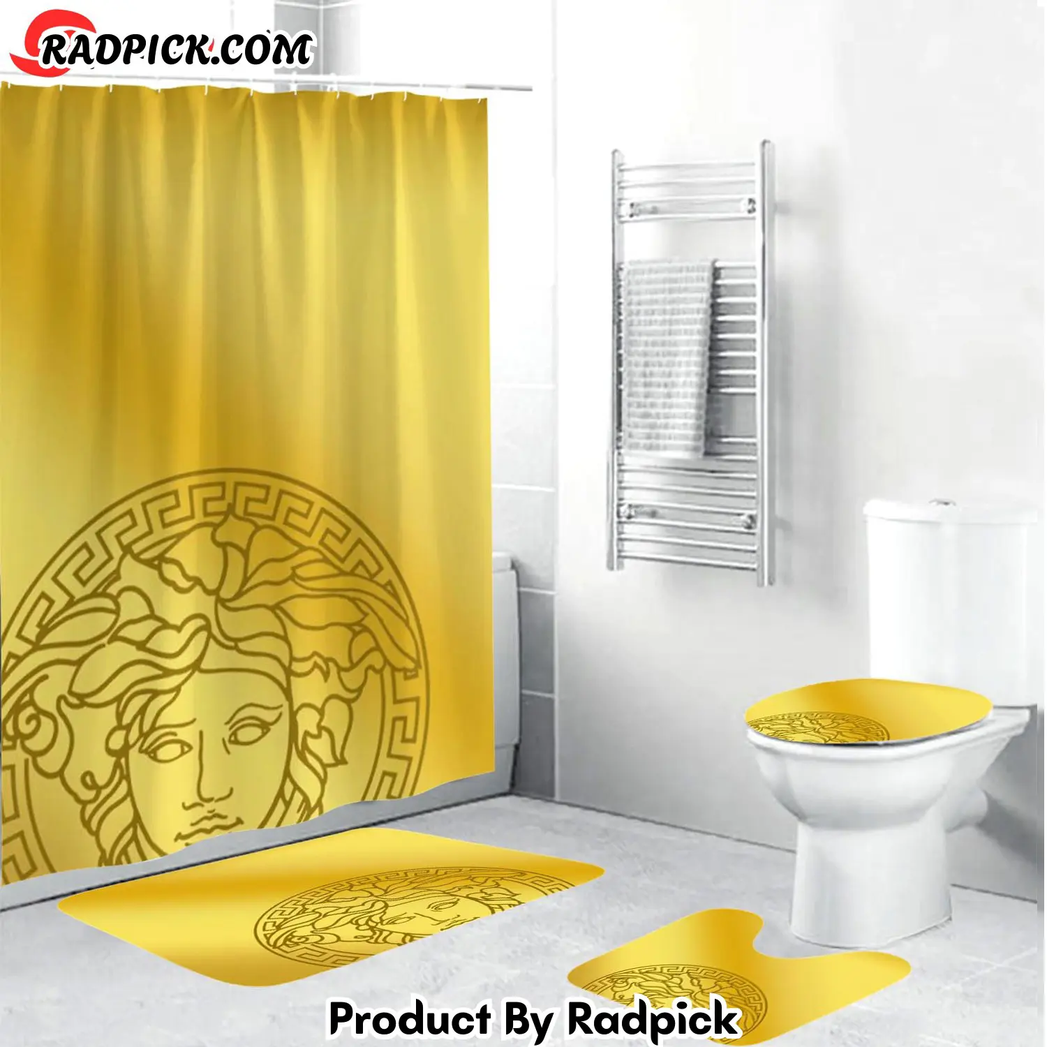 Gianni versace gold bathroom set hot luxury shower curtain bath rug mat home decor 173 bathroom accessory sets rp387871